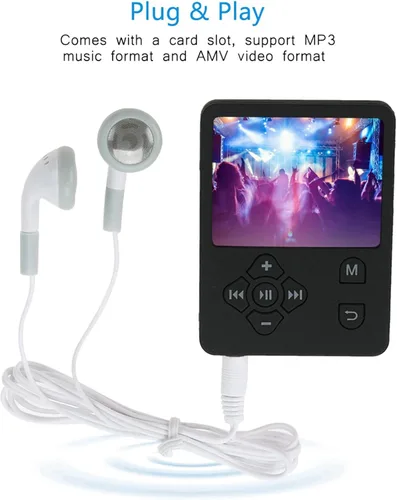 Vista 2 de Reproductor de MP3, reproductor de música portátil, tarjeta de memoria de 32G, modo multijugador para 6 a 8 horas de reproducción continua, fácil