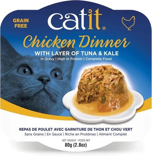 Vista 15 de Catit Cena de pollo con carne de res y calabaza - Alimento húmedo hidratante y saludable para gatos de todas las edades