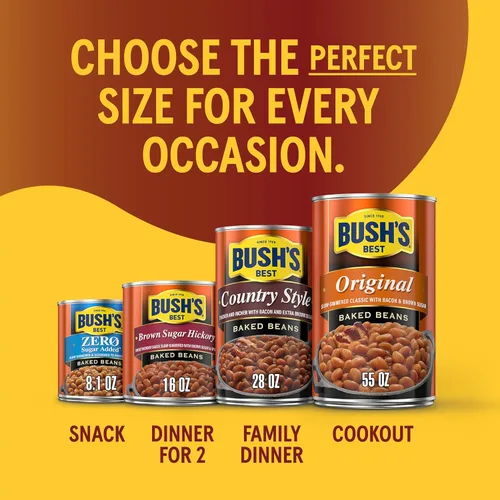 Vista 8 de BUSH'S BEST Frijoles horneados enlatados de 16 onzas, fuente de proteína y fibra a base de plantas, bajos en grasa, sin gluten, (paquete de 12)