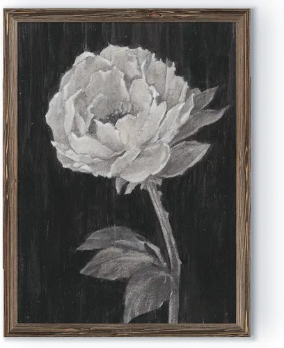 Vista 47 de Renditions Gallery- Lienzo enmarcado con flores blancas y negras Flores blancas y negras 1 juego/marco negro