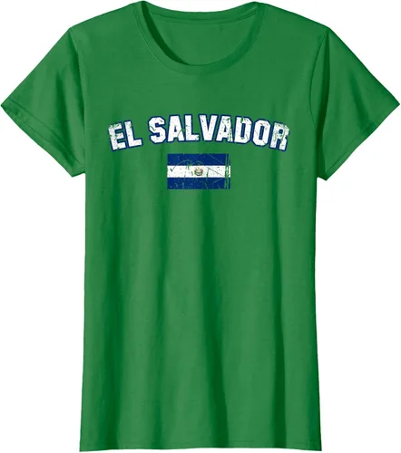 Vista 35 de EL SALVADOR Bandera Vintage Hombres Mujeres Niños Camiseta EL SALVADOR