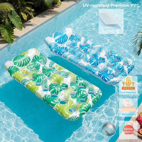 Vista 11 de FindUWill Inflatable Pool Float Lounger, 2 Pack Pool Floaties Rafts for Adults, Floating Lounger with Headrest
