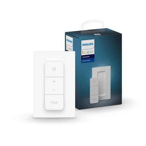 Vista 4 de Philips Hue (1) Puente con (1) interruptor de atenuación y control remoto, enciende las luces de tono, apaga, atenúa o ilumina, instalación fácil