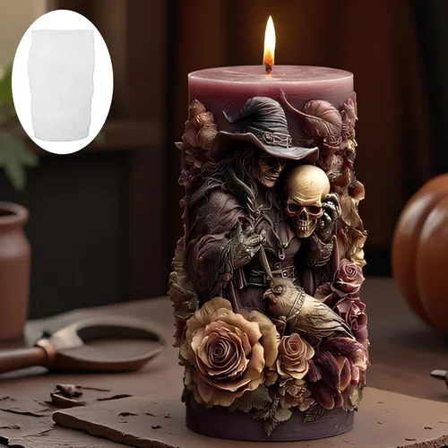 Vista 6 de Molde de flor de calavera - Moldes cilíndricos Molde de vela espiral de onda de silicona - Moldes de fundición de resina de silicona para velas