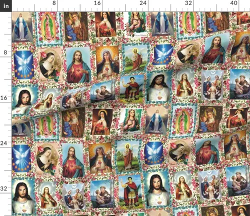 Vista 3 de Tela Spoonflower Santos Católicos Religiosos en Petal Signature Cotton