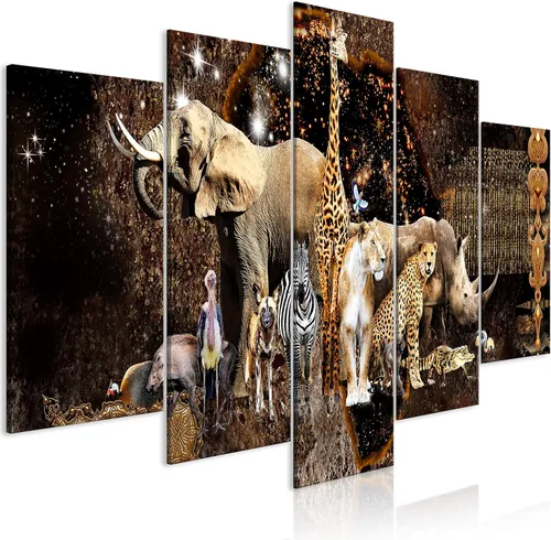 Vista 44 de artgeist Lienzo acústico para pared, diseño de África, 40 x 20 pulgadas, 5 piezas con impresión de sonido de espuma acústica, sala de arte de África