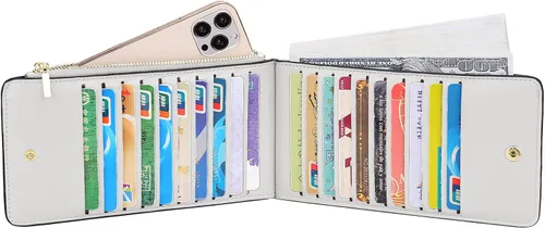 Vista 3 de YALUXE Women's Wallet RFID Blocking with 20 Card Slots Cash Holder Zipper Pocket for Phone PU Leather