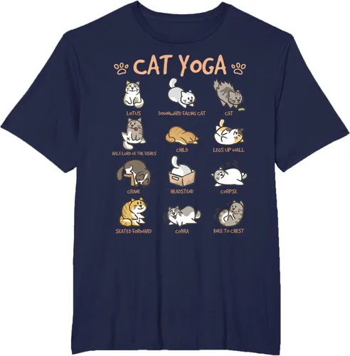 Vista 68 de Cat Yoga Poses Cats Practicing Mindfulness Meditación Kitten - Camiseta, Negro, S