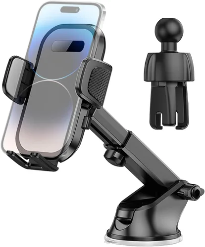 Vista 7 de HZEL Soporte para teléfono de coche, 2 en 1 Soporte para teléfono celular de ventilación de aire automotriz para tablero y parabrisas, Base