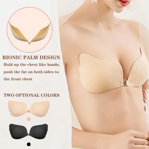 Vista 3 de Brasier adhesivo, sin tirantes, sin espalda, invisible, push up, reutilizable, para mujer (copa A a copa D)