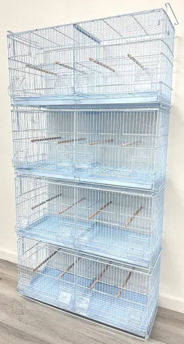 Vista 11 de Combo: Jaula de vuelo de aves galvanizada chapada en zinc apilable y bloqueo, divisor extraíble con soporte rodante