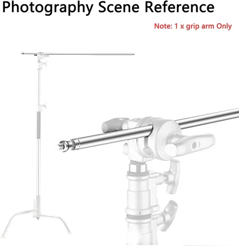 Vista 3 de Soonpho Brazo de barra transversal de agarre de extensión de 50 pulgadas para soporte C resistente con rosca de 1/4 y 3/8 para softbox, reflector