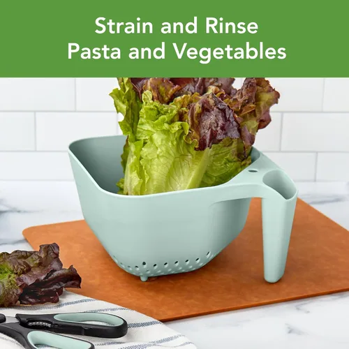 Vista 2 de Tovolo Elements - Colador cuadrado con asa para pasta, frutas, bayas, verduras, fácil de limpiar, sin BPA, resistente al calor, colador de plástico