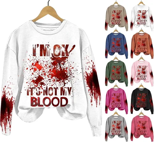 Vista 2 de JSYVPWL Sudaderas con capucha para mujer, sudadera de gran tamaño para mujer, ropa de otoño a la moda, disfraces de Halloween para mujer