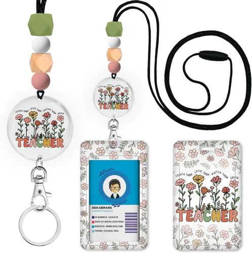 Vista 36 de Cordones para Profesores de Concienciación sobre el Autismo para Tarjetas de Identificación y Llaves, Lindo Cordón de Silicona con Cuentas Separable