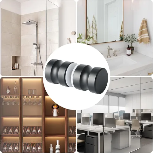 Vista 6 de Alise - Manija de puerta de cristal para ducha, perilla de puerta corrediza de ducha, negro mate Solid SUS304 Stainless Steel Double Sided Pull
