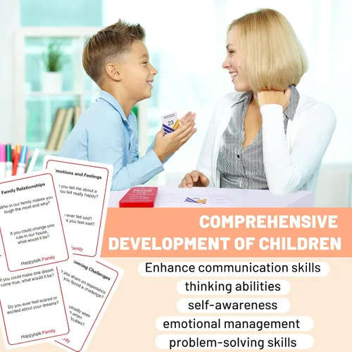 Vista 3 de Happytalk Tarjetas de conversación para niños: 200 preguntas atractivas para la noche de juego familiar, viajes por carretera y juegos de terapia