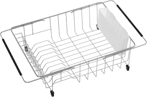 Vista 11 de iPEGTOP - Escurridor de platos expandible multifuncional, sobre el fregadero, en el fregadero o en la encimera, con cesta de escurrido y estante
