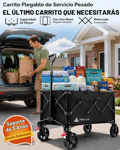 Vista 9 de Hikenture Carros de carros plegables 330LBS, carro plegable resistente