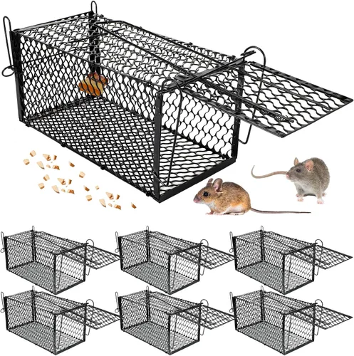Vista 7 de Qualirey 6 Piezas Trampa Humanitaria para Ratas Pequeñas Ardillas Listadas Ratón Ardilla Jaula Roedores Animales Ratones Topillos Hámsters Jaula