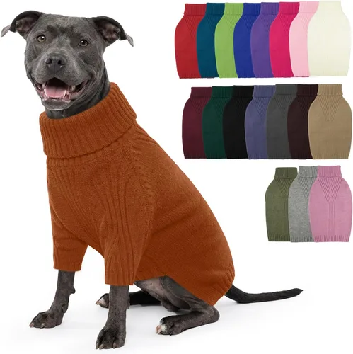 Vista 93 de IECOii Suéter de perro salchicha de cuello alto para perros pequeños, medianos y hembras, elástico y transpirable, abrigo de punto cálido, para Negro