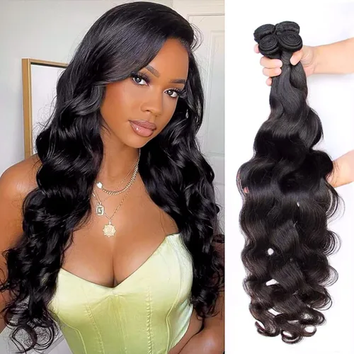 Vista 14 de Younsolo Paquetes de pelo lacio brasileño, cabello humano virgen 100% sin procesar, color negro natural, 4 paquetes, 12, 14, 16 y 18 pulgadas