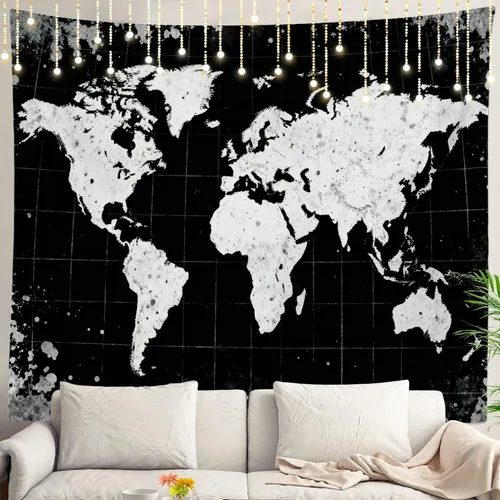 Vista 73 de Shrahala Tapiz de pared de hojas de arce otoñal, hojas rojas llameantes, fondo negro, tapiz grande para colgar en la pared, tapiz decorativo
