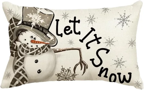 Vista 10 de AVOIN colorlife Funda de almohada de Navidad de invierno, diseño de lunares, muñeco de nieve I Smell, color negro nieve, 12 x 20 pulgadas