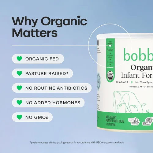 Vista 9 de Bobbie Fórmula orgánica para bebés, polvo a base de leche, 24 onzas