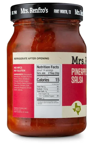 Vista 2 de Mrs. Renfro's Salsa de piña, tarros de 16 onzas (paquete de 4) – Salsa gourmet dulce y picante sin gluten con piña, tomates y pimientos – Salsa