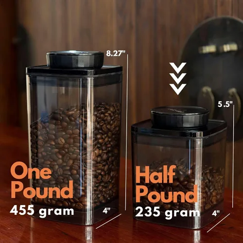 Vista 5 de Turn-N-Seal - Recipiente de café al vacío, no necesita bomba, 0.6 cuartos Recipiente hermético de almacenamiento de granos y granos con placa