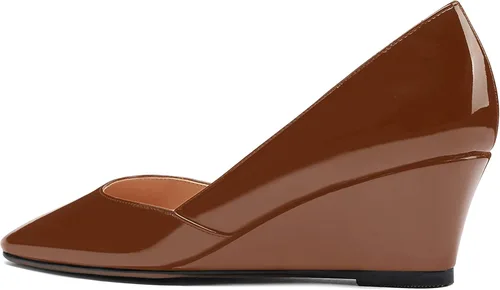 Vista 7 de MODENCOCO Zapatos de tacón bajo con cuña de tacón bajo para mujer, con puntera cuadrada, 2 pulgadas