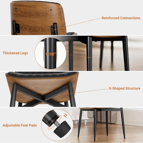 Vista 7 de YaFiti Juego de 2 sillas de comedor, sillas de comedor y cocina modernas de mediados de siglo, sillas tapizadas de piel sintética con diamantes