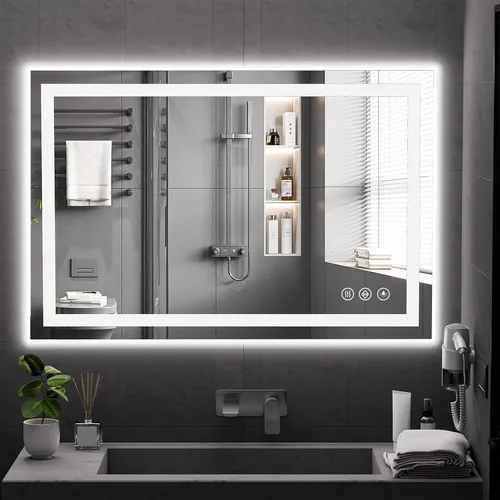 Vista 33 de Koonmi Espejo de baño LED 38x26 con luz, antivaho y 3
