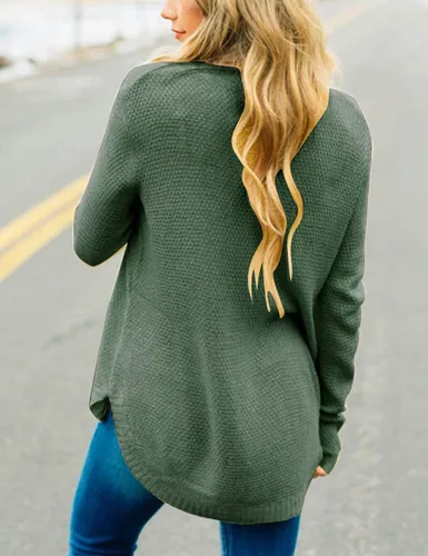 Vista 3 de LEANI Suéter de manga larga con cuello redondo para mujer, holgado, casual, suave, de punto