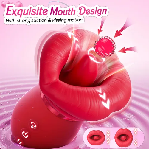 Vista 3 de Vibrador de juguete sexual para adultos para mujeres – Sovokn 5 en 1 vibrador de succión bucal rosa juguete sexual 10 lamiendo la lengua, 3 juguetes