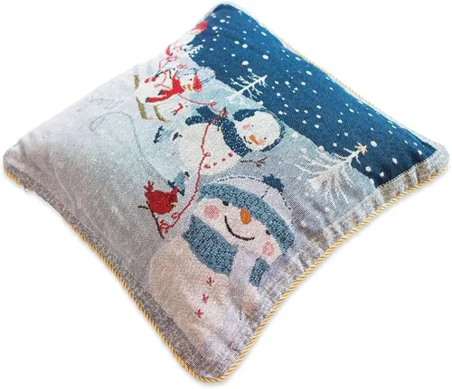 Vista 5 de BestPysanky Juego de 2 fundas de almohada con diseño de muñecos de nieve que disfrutan de invierno y desfile de Navidad