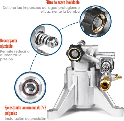 Vista 6 de YAMATIC 7/8" Shaft Vertical Pressure Washer Pump 3000 PSI 2.5 GPM Plateado