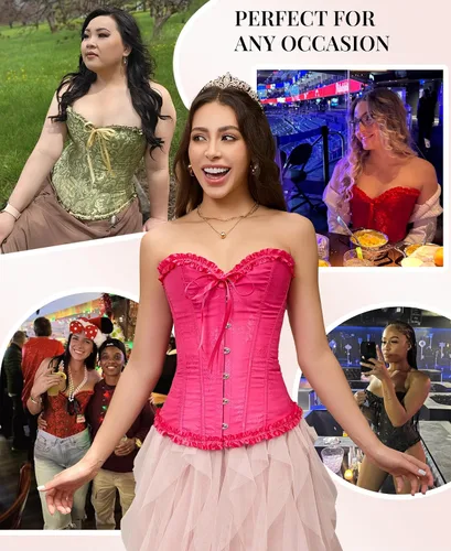 Vista 63 de SZIVYSHI Corsé para mujer, lencería moldeadora, body con cintura de encaje