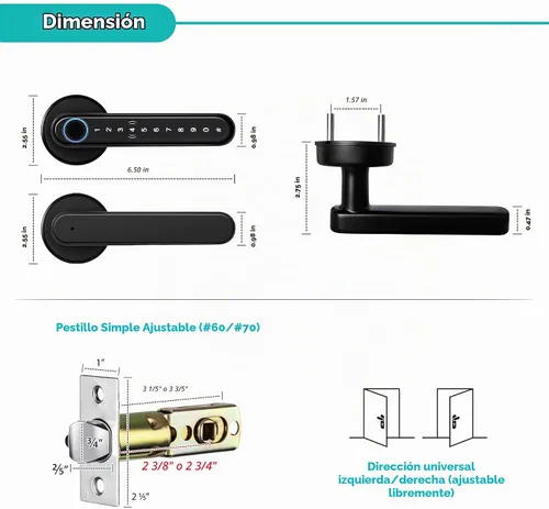 Vista 6 de CATCHFACE Cerradura inteligente de huellas dactilares, habilitada para WiFi, cerradura de puerta biométrica con aplicación gratuita, comparte Ekey