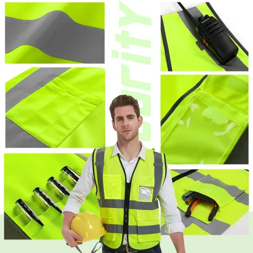 Vista 4 de Chaleco de seguridad de alta visibilidad Personaliza tu logotipo chaleco de seguridad protector, Negro