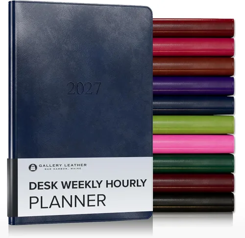 Vista 192 de Gallery Leather Planificador Semanal y Mensual Grande 2025-2026, Calendario Planificador y Cuaderno Elegantemente Encuadernado con Elegantes Bordes