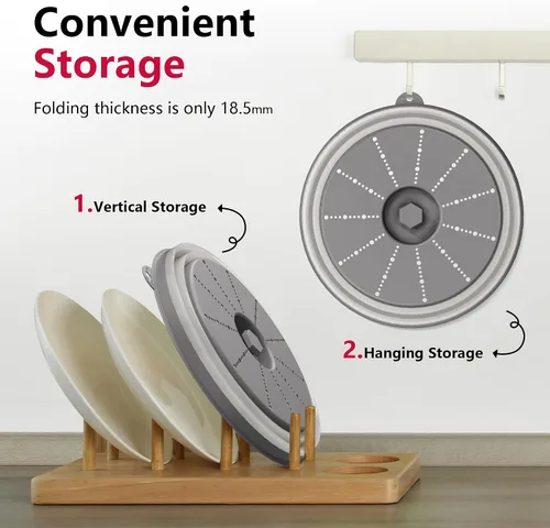 Vista 4 de WVM Tapa para salpicaduras de microondas y esterilla, protector contra salpicaduras plegable con ventilación, tapa de plato y esterilla de cocina