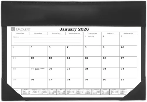 Vista 7 de Dacasso Black Leather Double Wall Calendar with 2026 Insert - Luxury Leather Double Wall Calendar with 2026 Insert - Executive Office Organization &