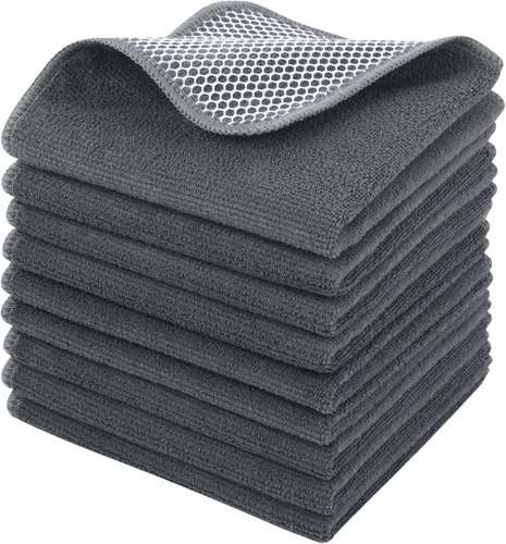 Vista 8 de KinHwa Paños de cocina para platos, paños de microfibra absorbentes de secado rápido, trapos de cocina con lado de limpieza de poliéster, ideal
