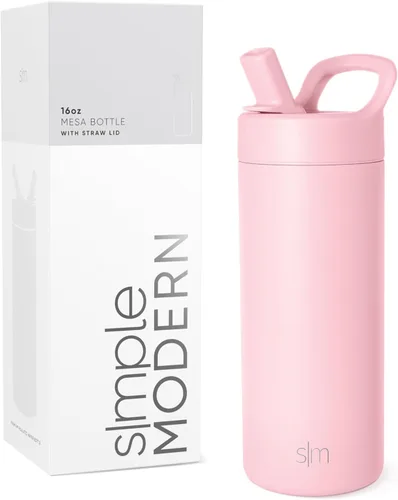 Vista 29 de Simple Modern Botella de agua con tapa de pajilla Termo de acero inoxidable aislado Botellas de agua reutilizables para viajes para gimnasio