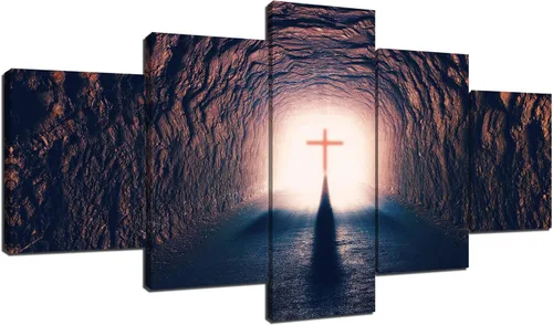 Vista 15 de Lienzo impreso con texto en inglés «The Cross of Jesucristo» (La cruz de Jesucristo), cuadro cristiano religioso, arte de pared, pintura