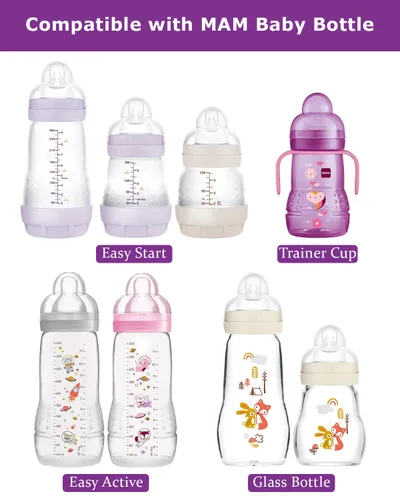 Vista 2 de Tetinas de vaso para botella MAM Easy Start, biberones de vidrio y biberones de vidrio fáciles de activar, taza de entrenamiento de plástico 4