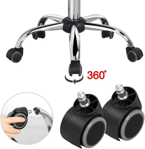 Vista 7 de Yaheetech Silla de escritorio negra sin brazos con ruedas, piel sintética acanalada (paquete de 2)