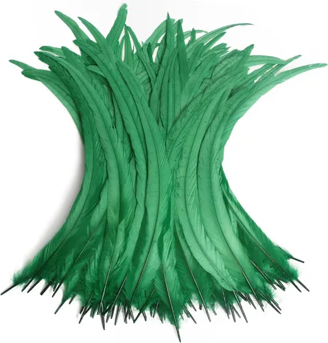 Vista 21 de THARAHT 50 Plumas de Cola de Gallo Naturales de 12-14 Pulgadas (30-35 cm) a Granel para Manualidades, Atadura de Moscas, Boda, Plumas para Fiestas